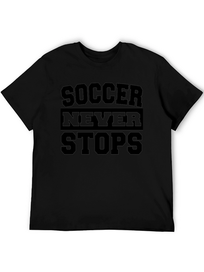 Soccer Never Stops Black Graphic T-Shirt