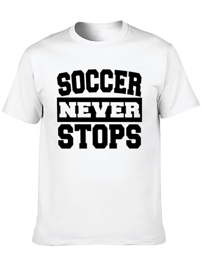 Soccer Never Stops Black Graphic T-Shirt