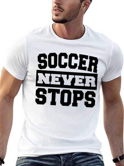 Soccer Never Stops Black Graphic T-Shirt
