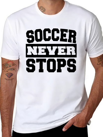 Soccer Never Stops Black Graphic T-Shirt