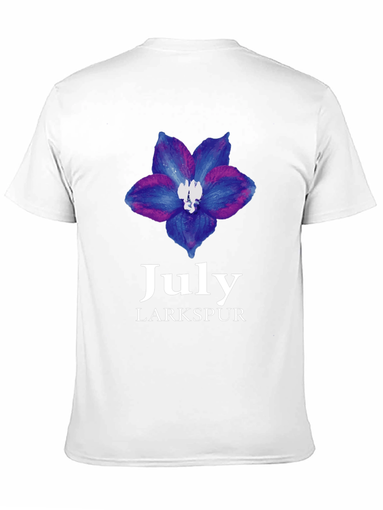 July Larkspur Flower Black T-Shirt
