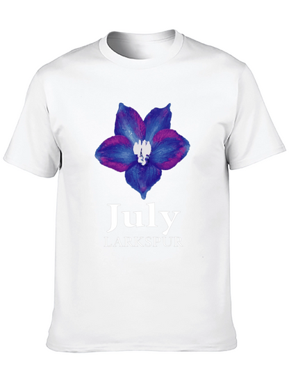July Larkspur Flower Black T-Shirt