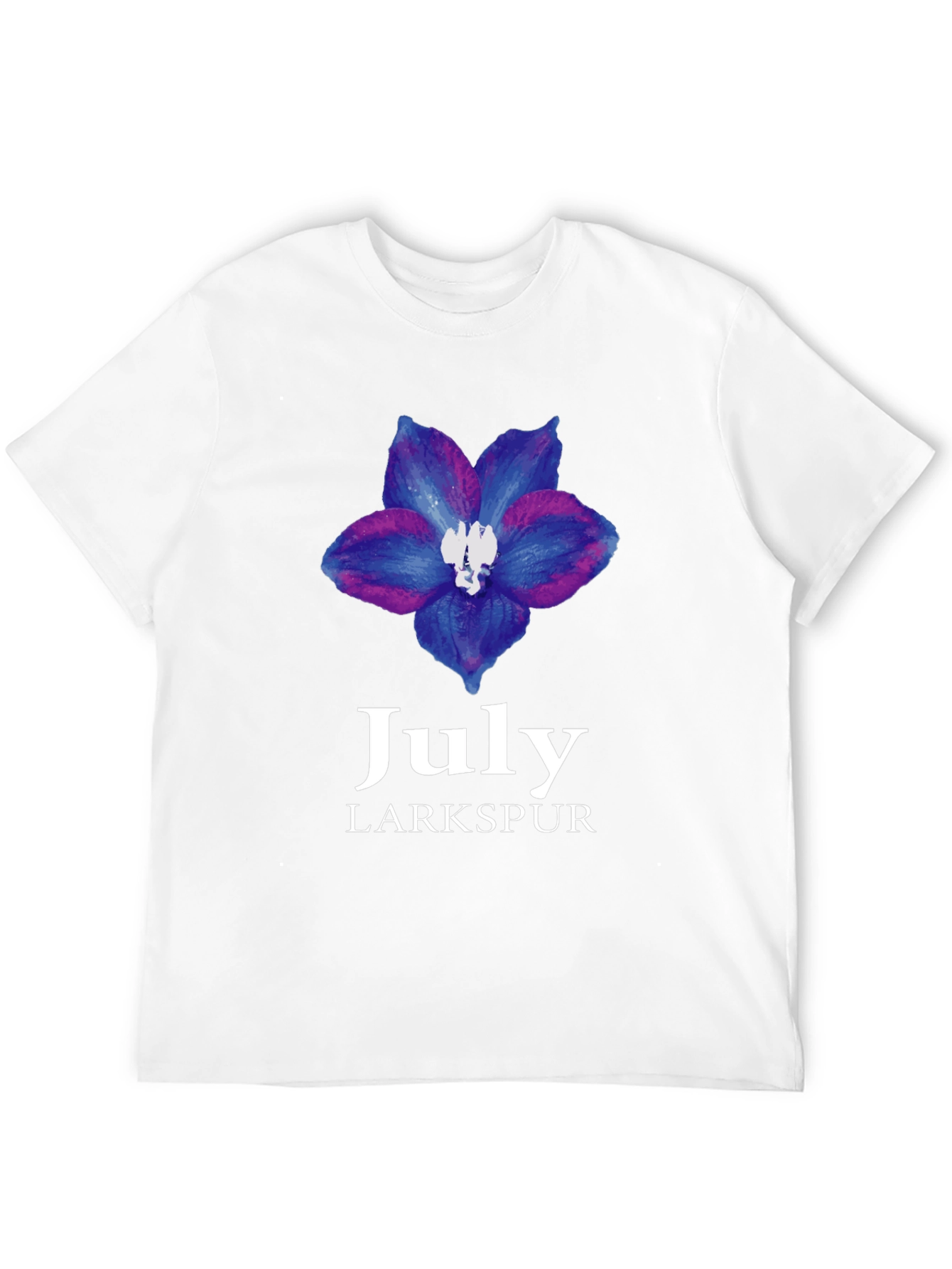July Larkspur Flower Black T-Shirt