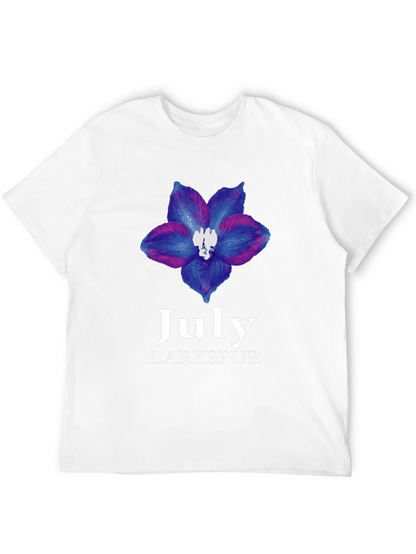 July Larkspur Flower Black T-Shirt