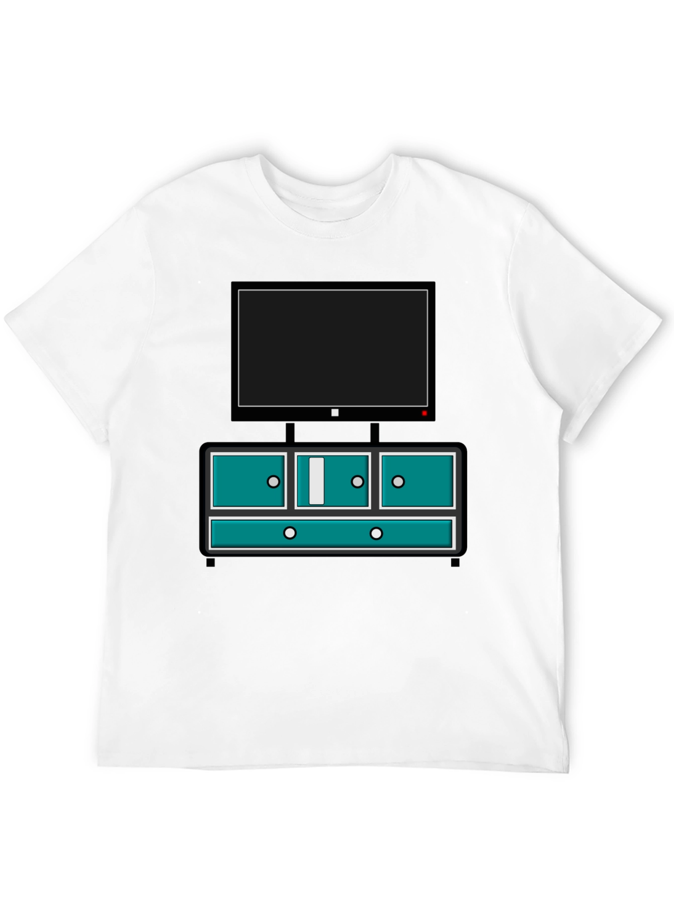 Retro TV Console Graphic Tee - Black Casual Style