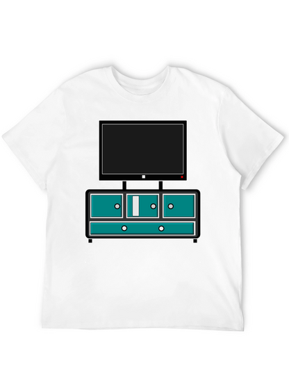 Retro TV Console Graphic Tee - Black Casual Style