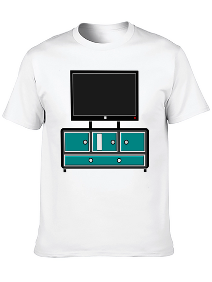 Retro TV Console Graphic Tee - Black Casual Style