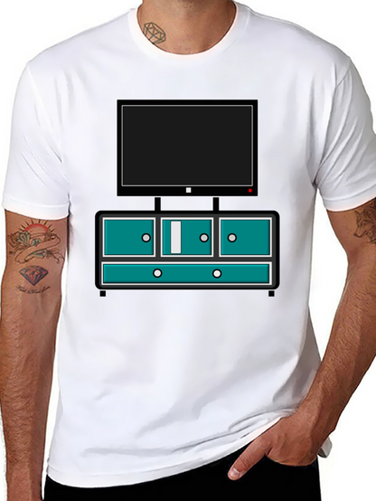 Retro TV Console Graphic Tee - Black Casual Style