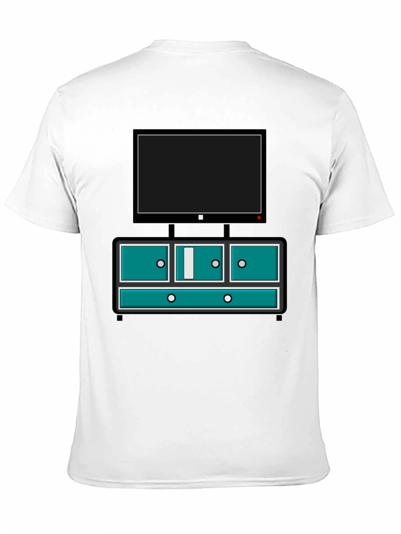 Retro TV Console Graphic Tee - Black Casual Style