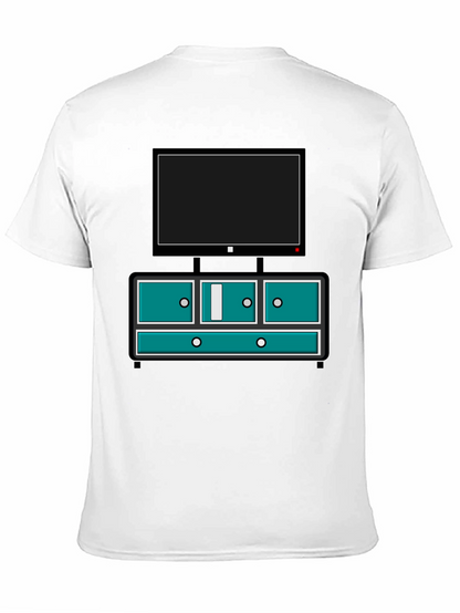 Retro TV Console Graphic Tee - Black Casual Style