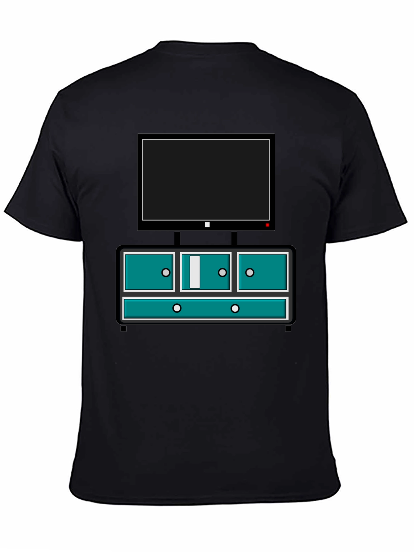 Retro TV Console Graphic Tee - Black Casual Style