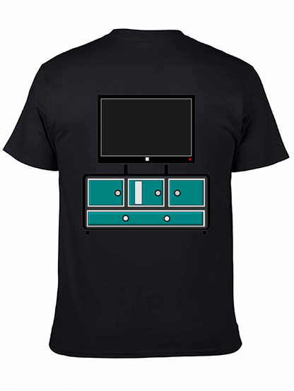 Retro TV Console Graphic Tee - Black Casual Style