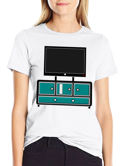 Retro TV Console Graphic Tee - Black Casual Style