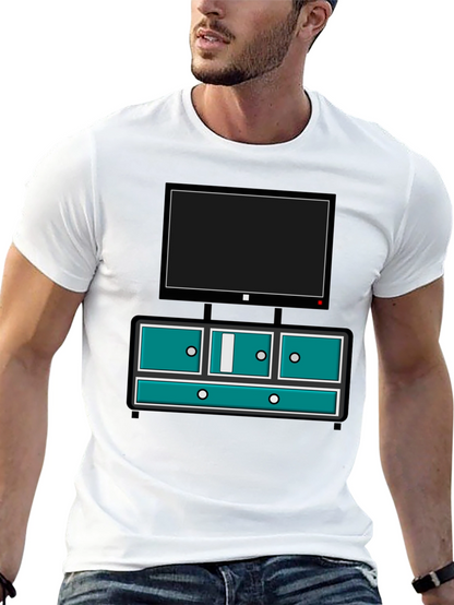 Retro TV Console Graphic Tee - Black Casual Style