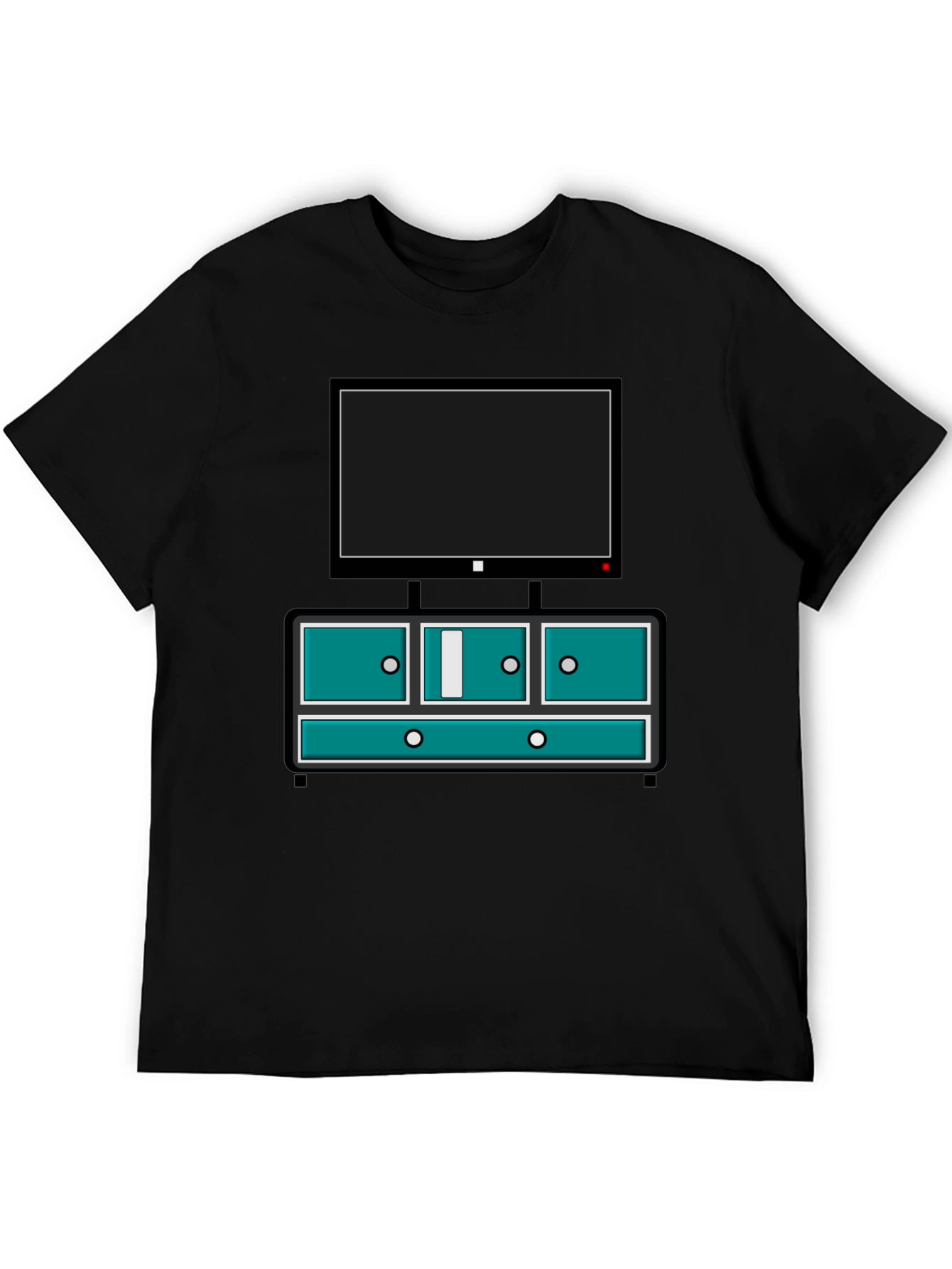 Retro TV Console Graphic Tee - Black Casual Style