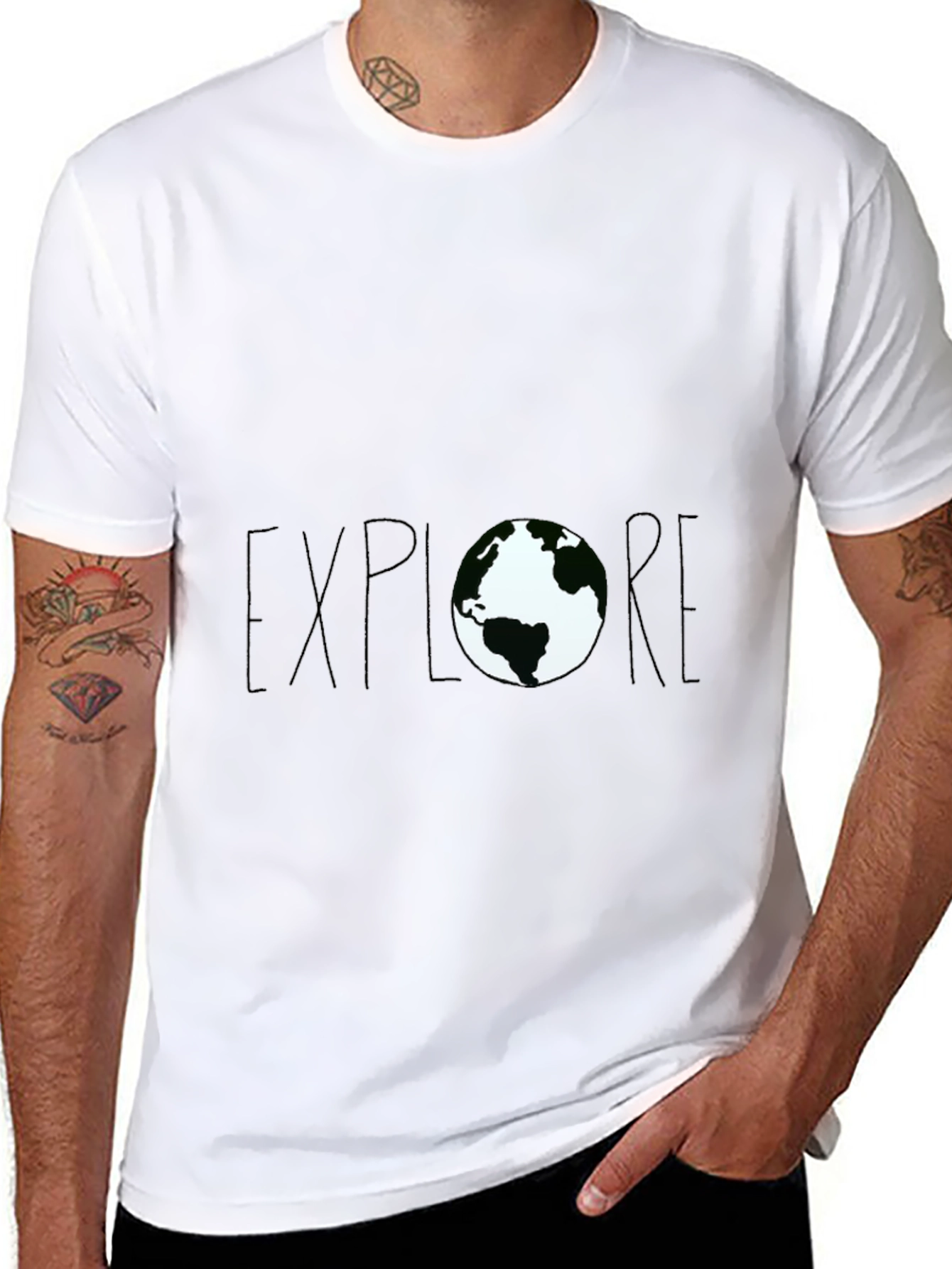 Explore Earth Graphic Tee - Black Cotton T-Shirt