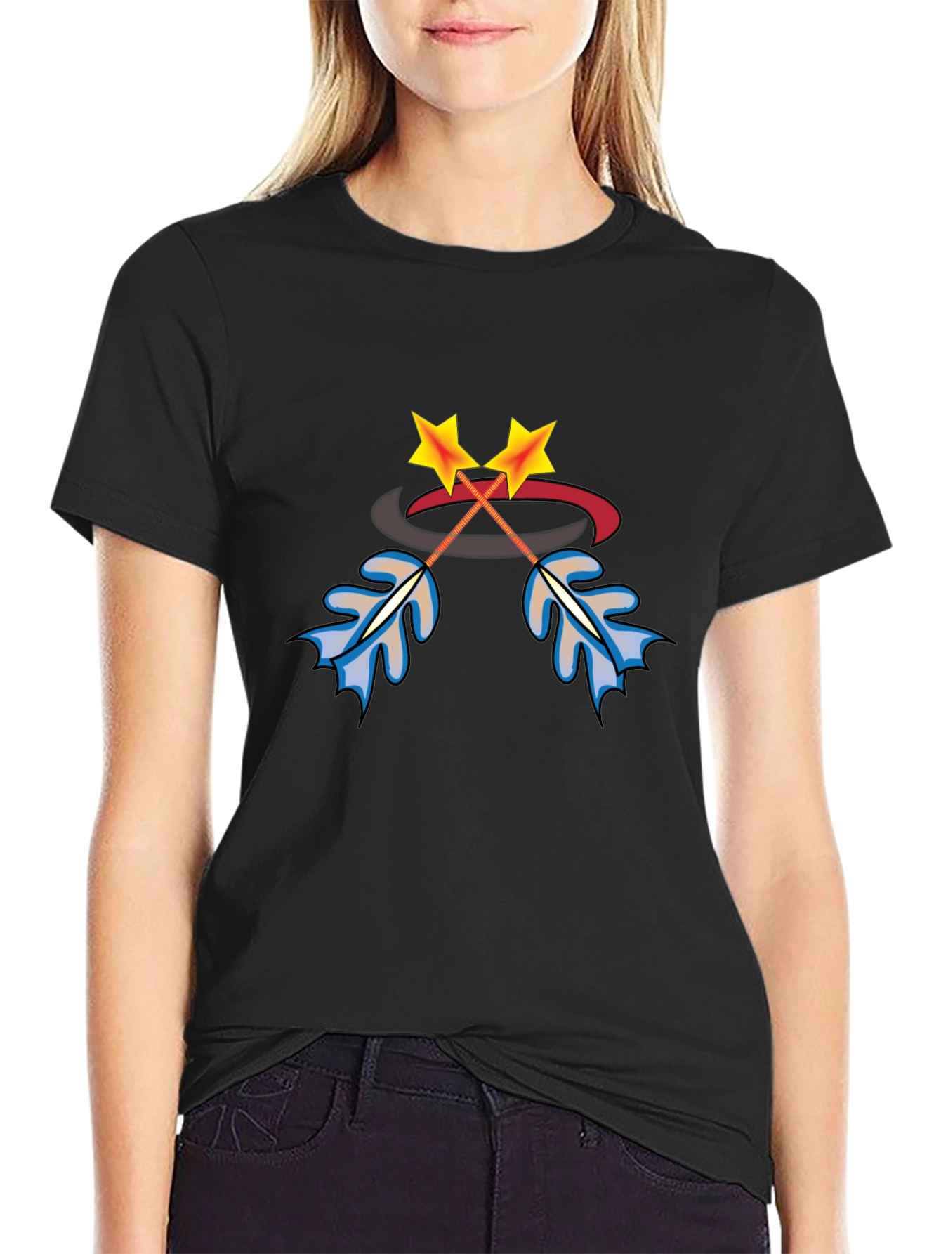Stylized Crossed Arrows Graphic Tee - Black