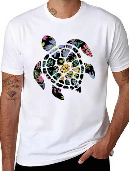 Floral Turtle Graphic Tee - Black