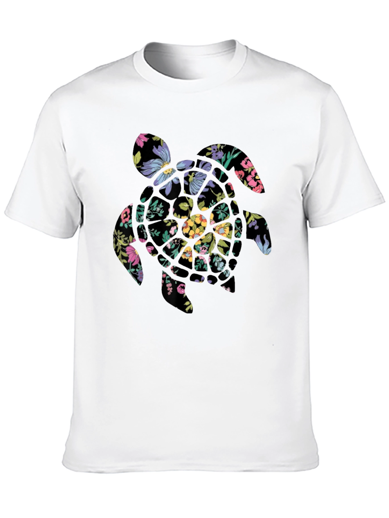 Floral Turtle Graphic Tee - Black