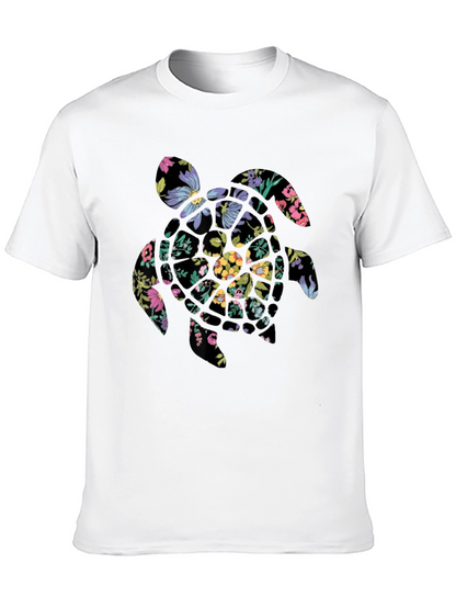 Floral Turtle Graphic Tee - Black