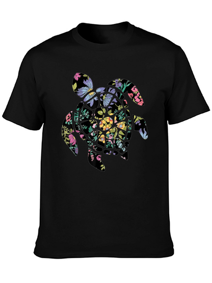 Floral Turtle Graphic Tee - Black