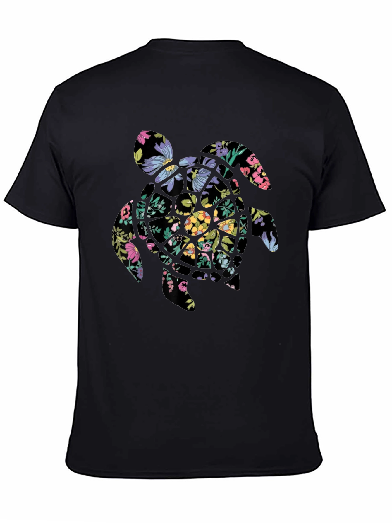 Floral Turtle Graphic Tee - Black