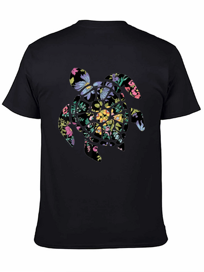 Floral Turtle Graphic Tee - Black
