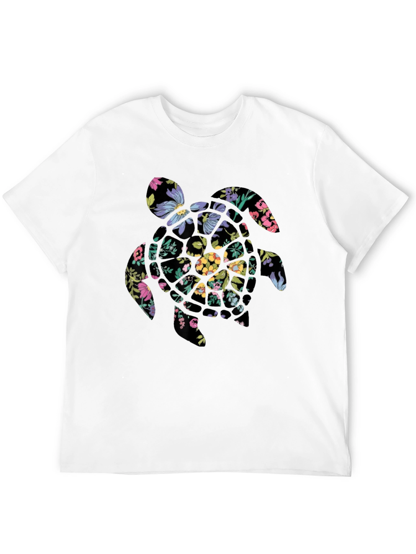 Floral Turtle Graphic Tee - Black