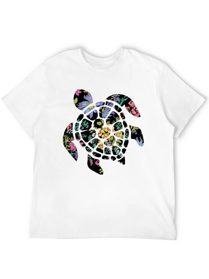 Floral Turtle Graphic Tee - Black