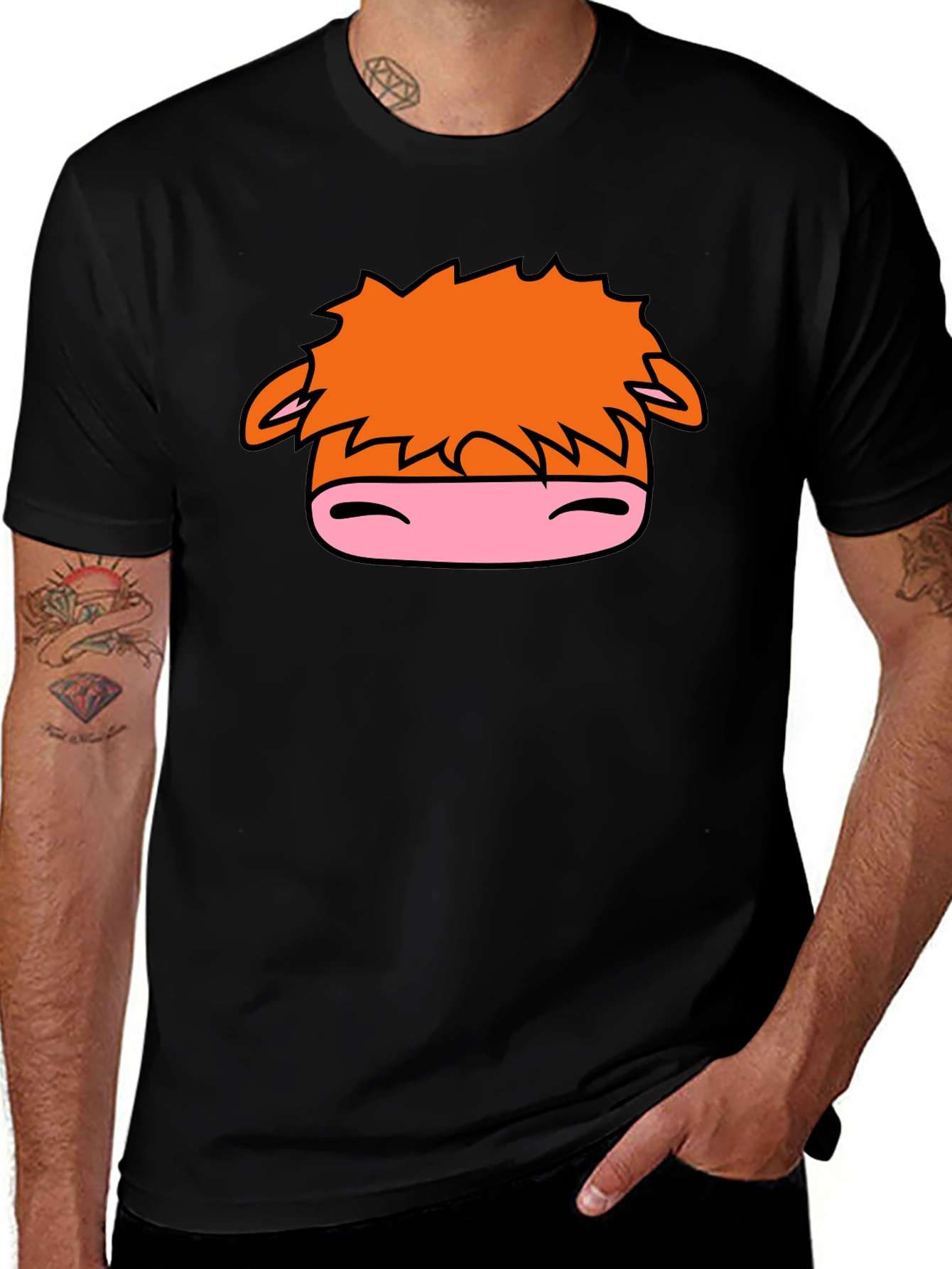 Cartoon Horse Graphic Black T-Shirt