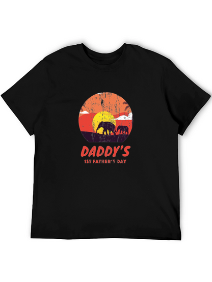 Daddys 1st Fathers Day Elephant Sunset T-Shirt