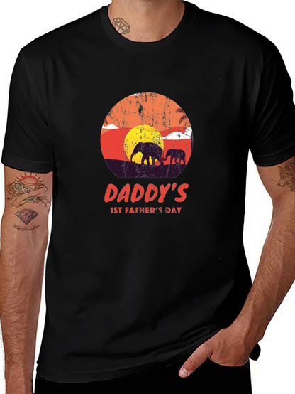Daddys 1st Fathers Day Elephant Sunset T-Shirt