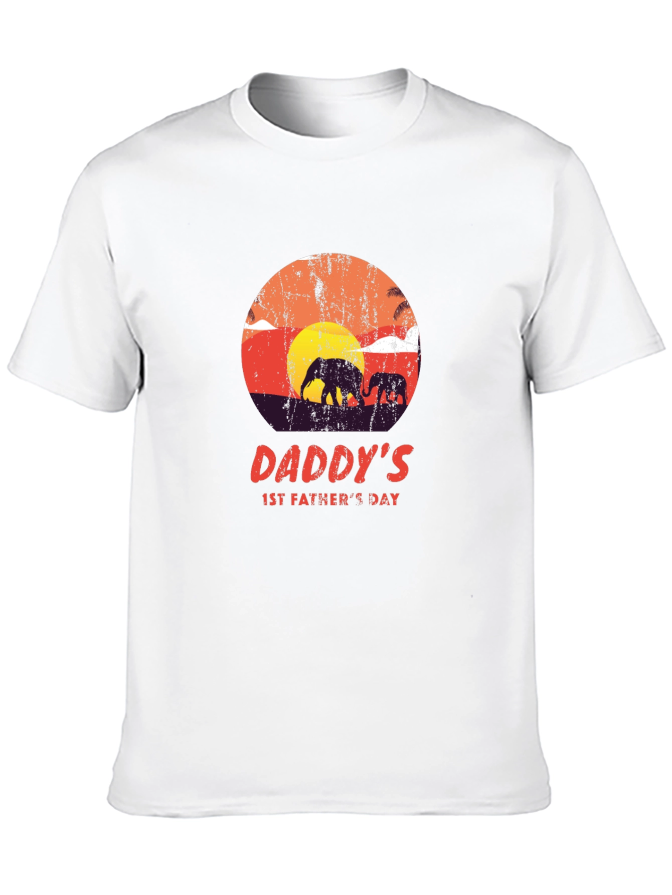 Daddys 1st Fathers Day Elephant Sunset T-Shirt