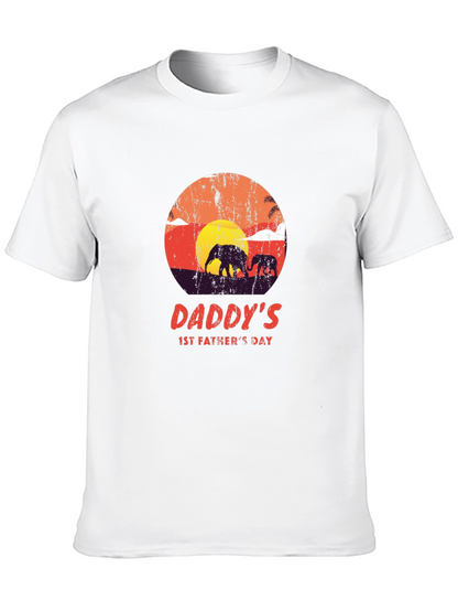 Daddys 1st Fathers Day Elephant Sunset T-Shirt