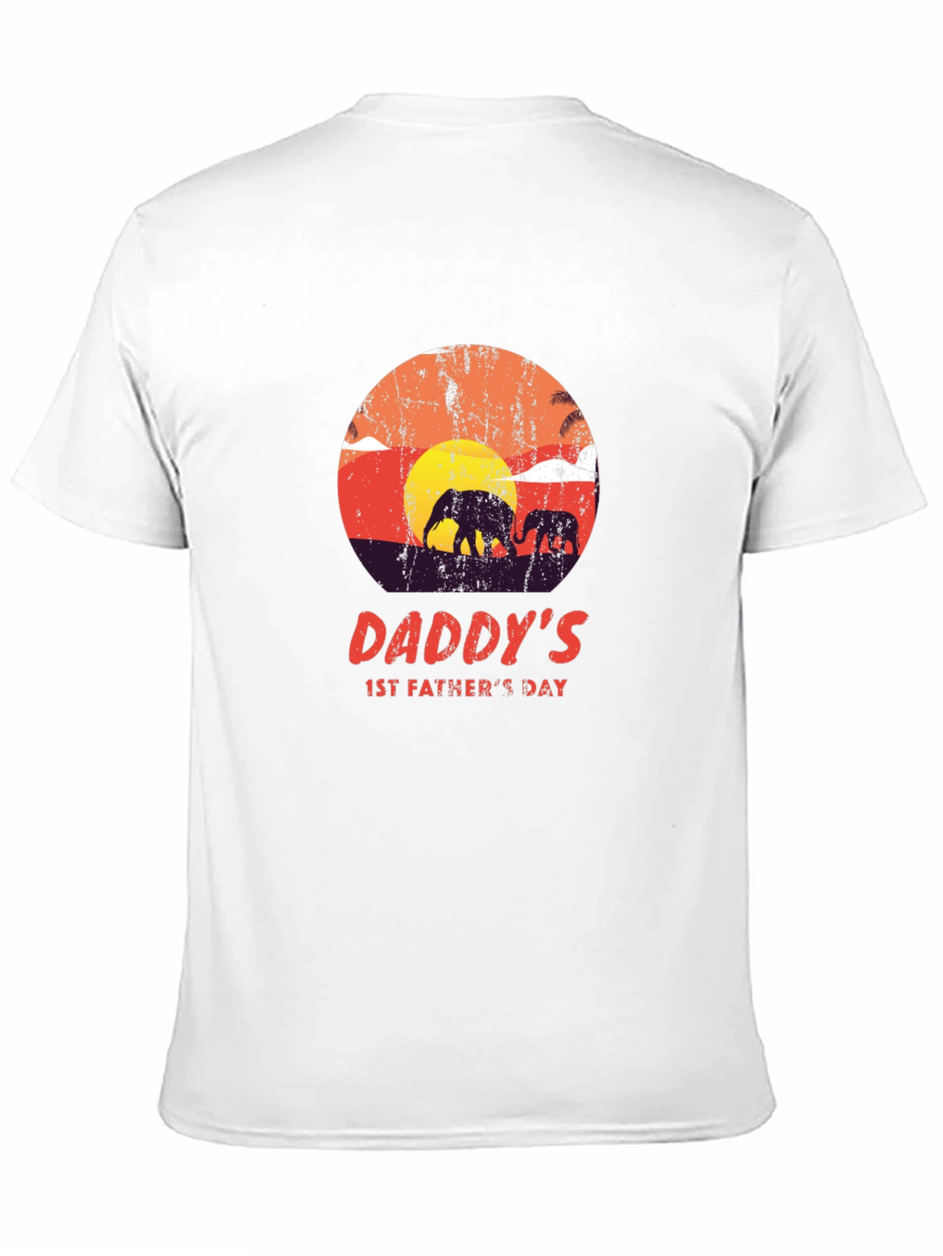 Daddys 1st Fathers Day Elephant Sunset T-Shirt