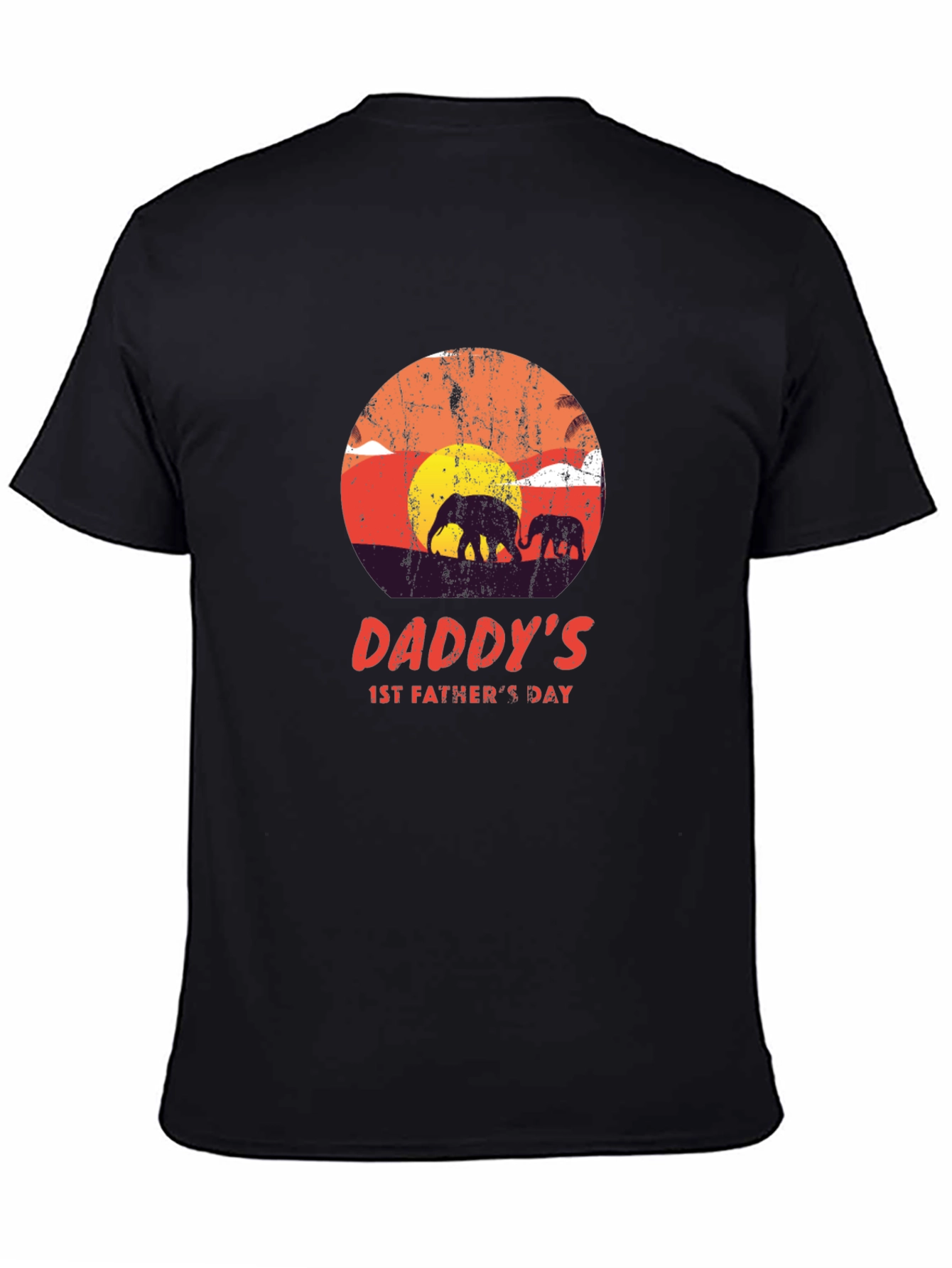 Daddys 1st Fathers Day Elephant Sunset T-Shirt