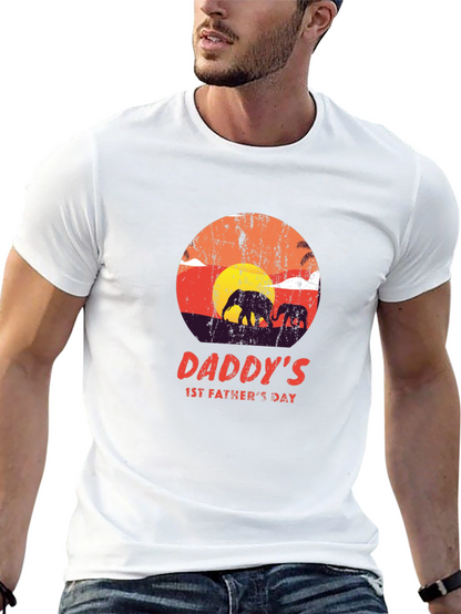 Daddys 1st Fathers Day Elephant Sunset T-Shirt