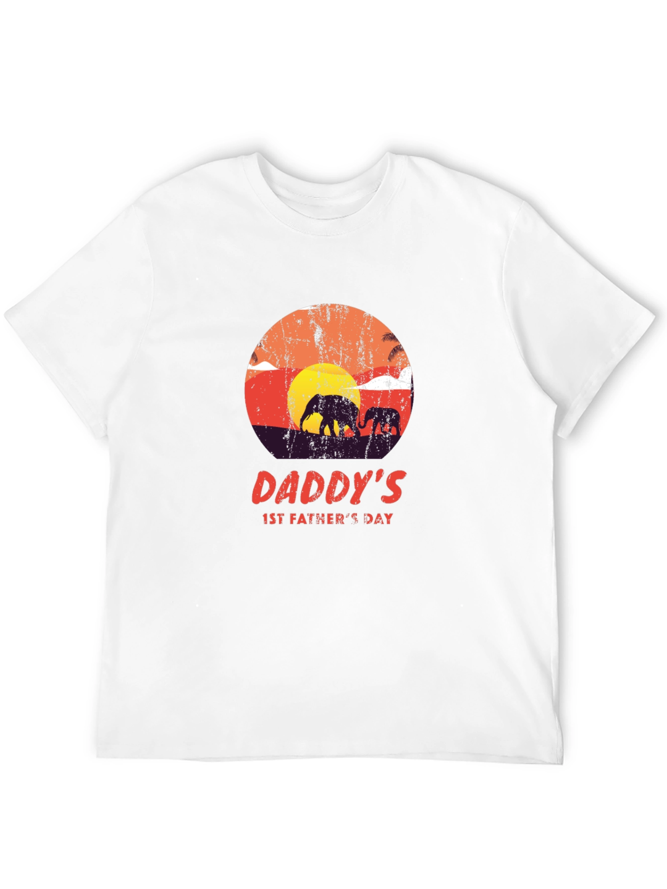 Daddys 1st Fathers Day Elephant Sunset T-Shirt