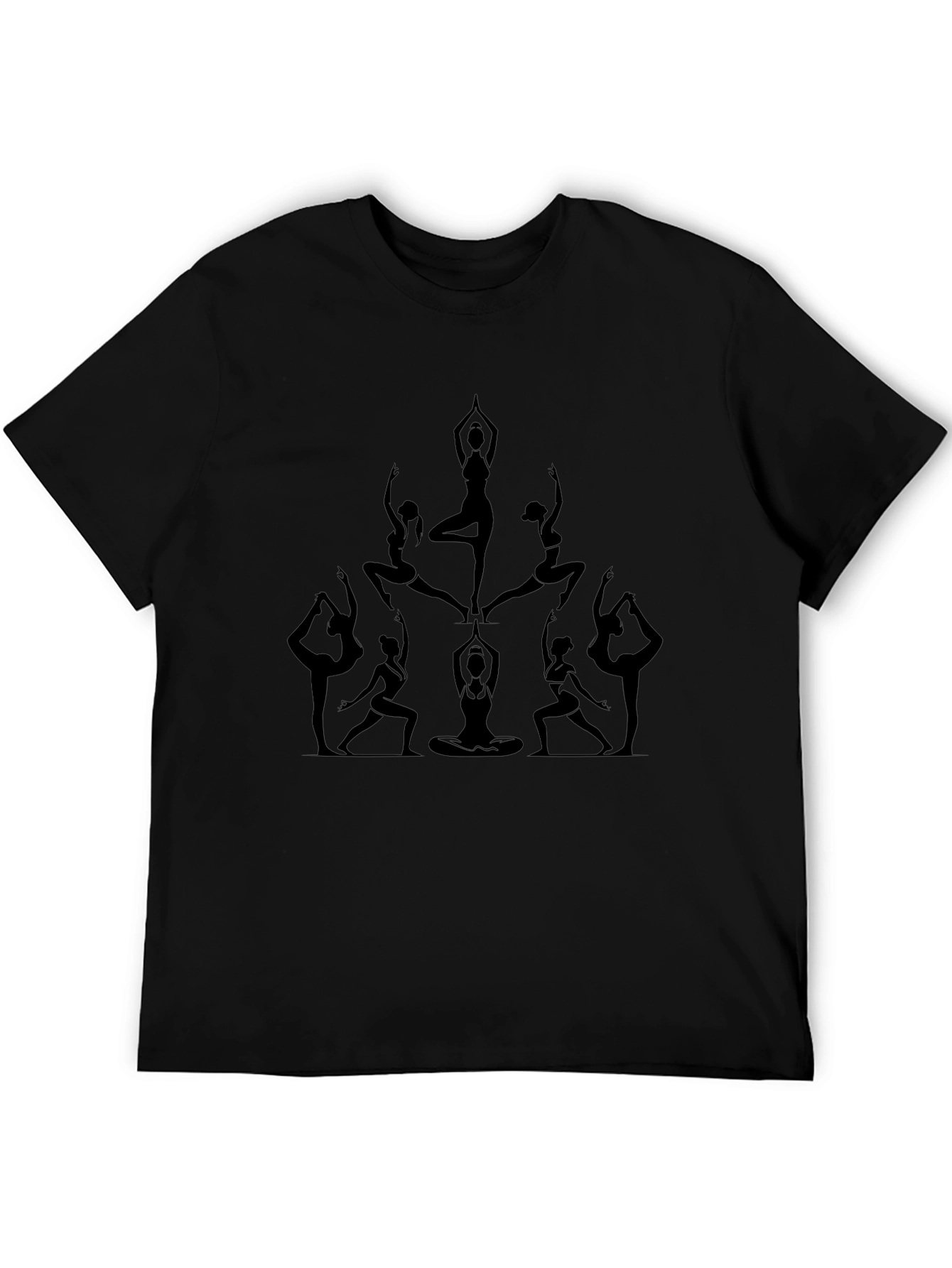 Yoga Pose Graphic Tee - Black Cotton Shirt