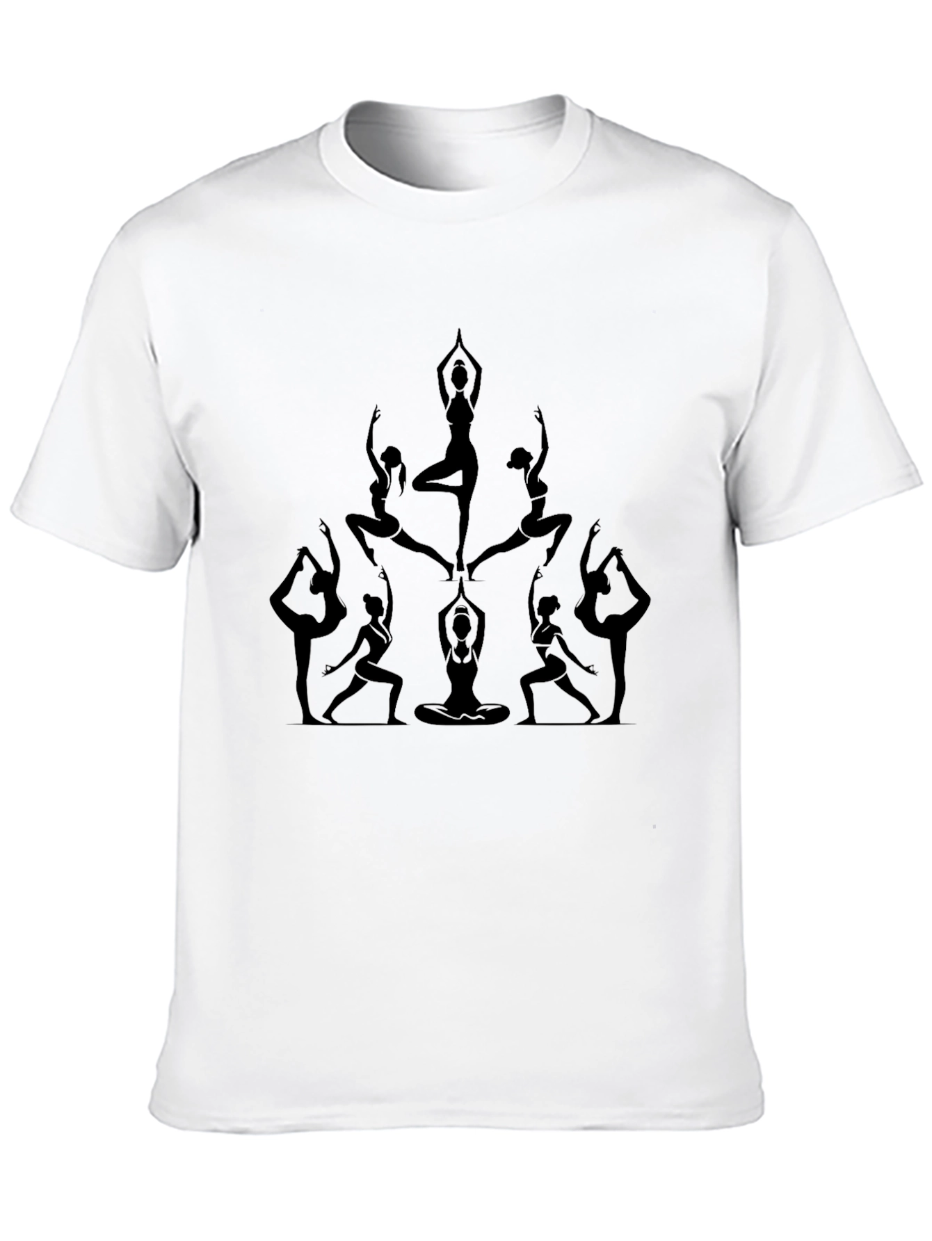 Yoga Pose Graphic Tee - Black Cotton Shirt