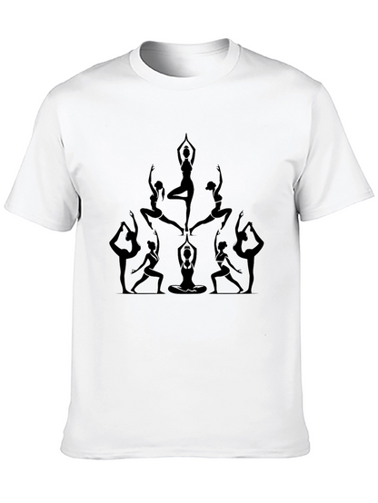 Yoga Pose Graphic Tee - Black Cotton Shirt