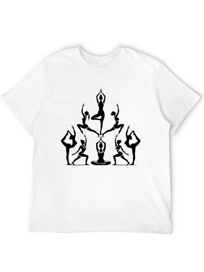 Yoga Pose Graphic Tee - Black Cotton Shirt