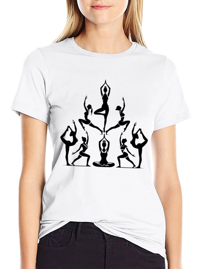 Yoga Pose Graphic Tee - Black Cotton Shirt