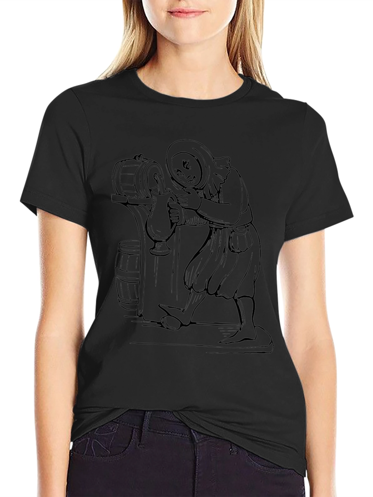 Monk Pouring Beer Graphic T-Shirt