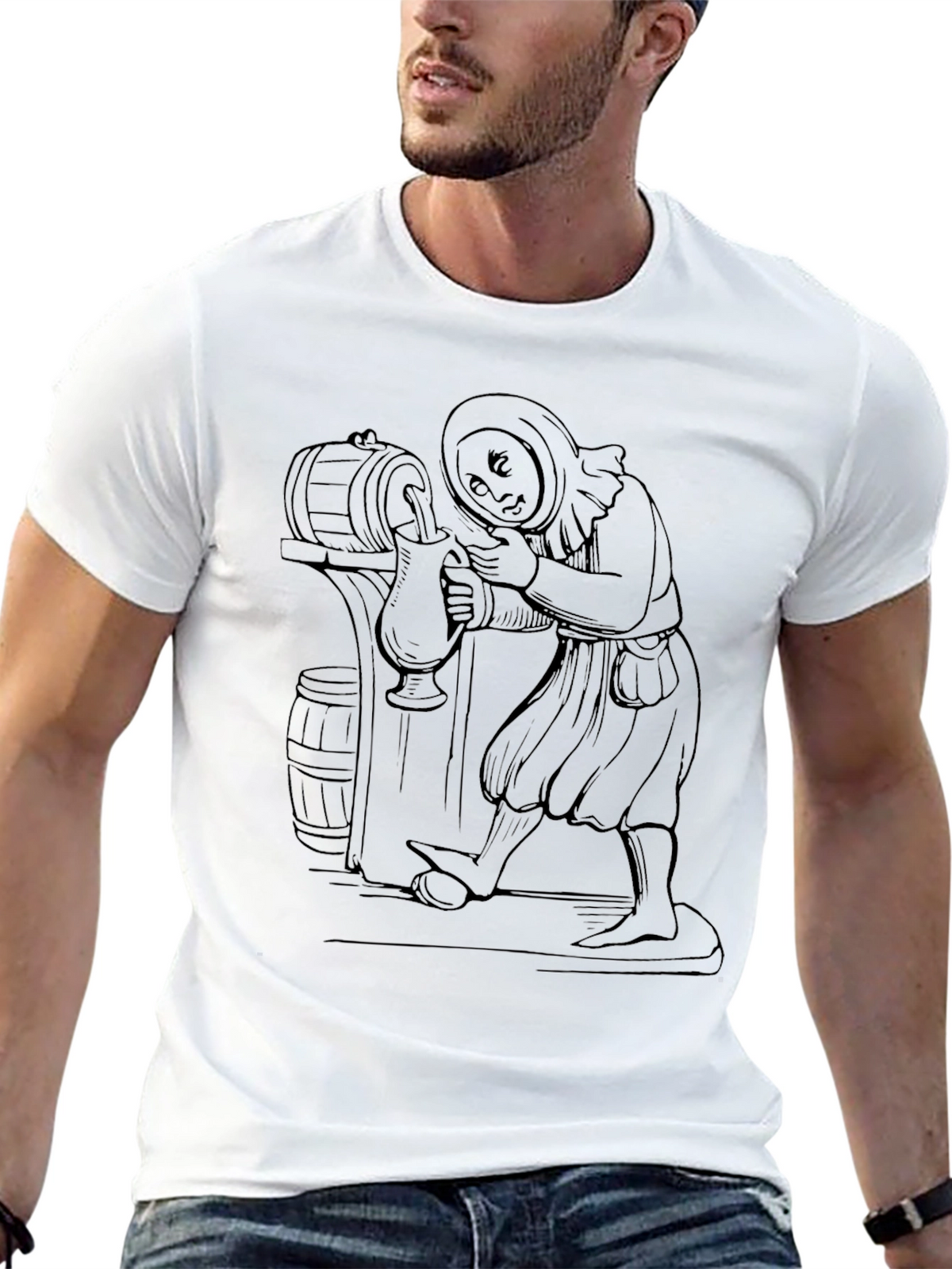 Monk Pouring Beer Graphic T-Shirt