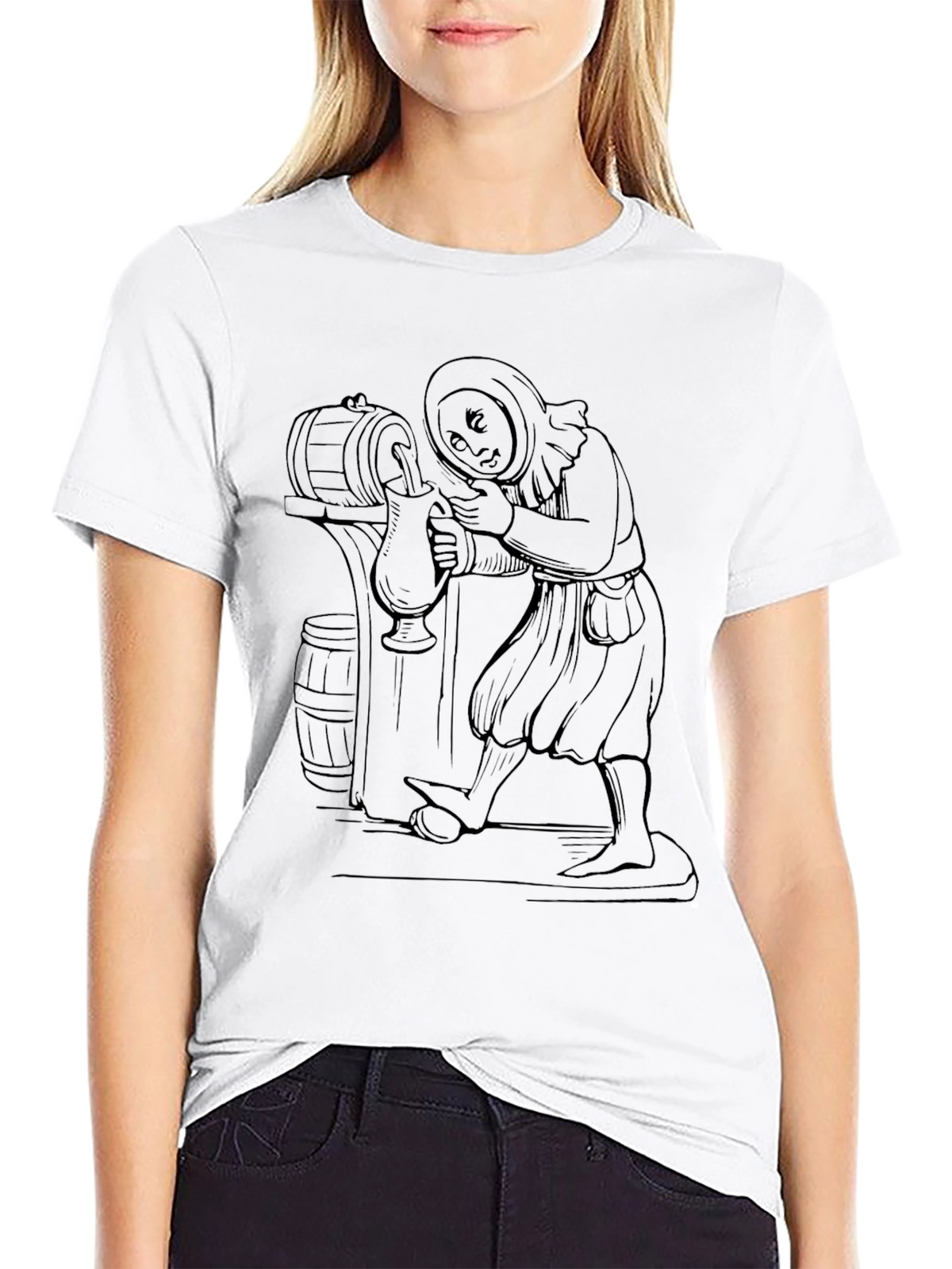 Monk Pouring Beer Graphic T-Shirt