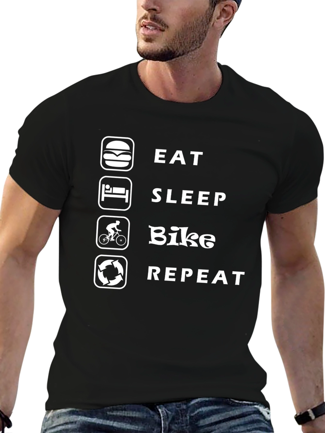 Eat Sleep Bike Repeat Funny Biker T-Shirt