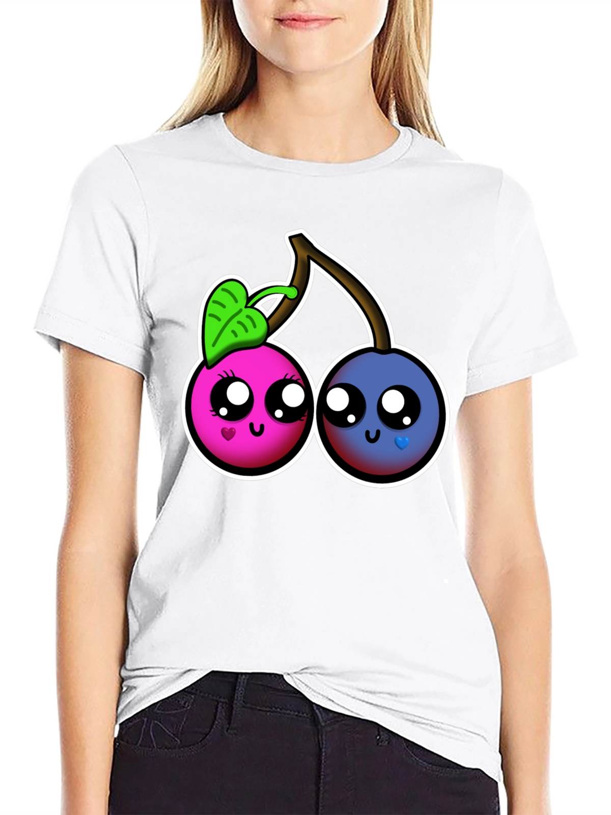 Kawaii Cherry Graphic Tee - Cute Fruit Shirt