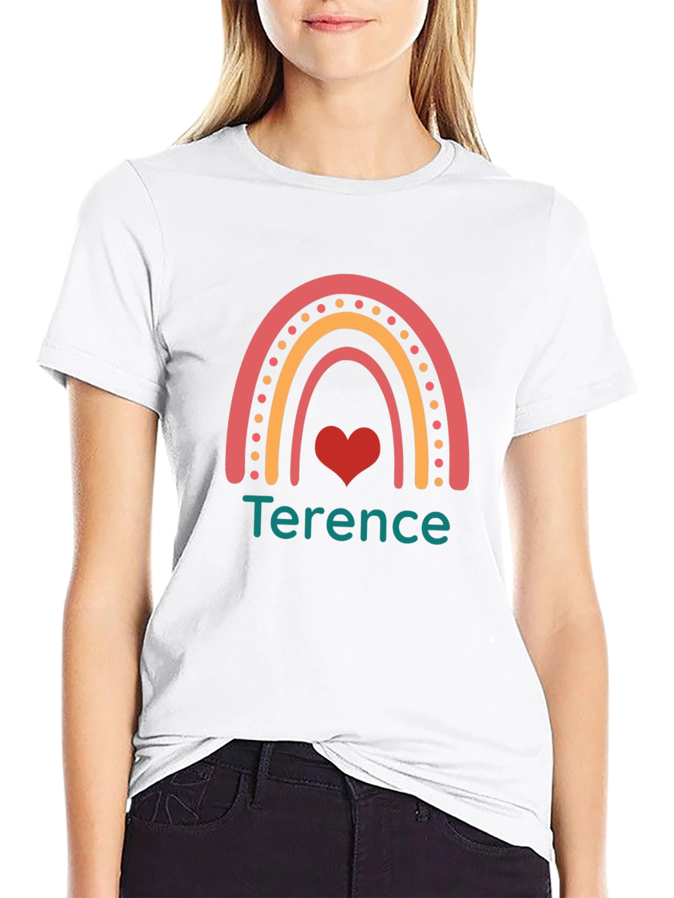Rainbow Heart Custom Name T-Shirt