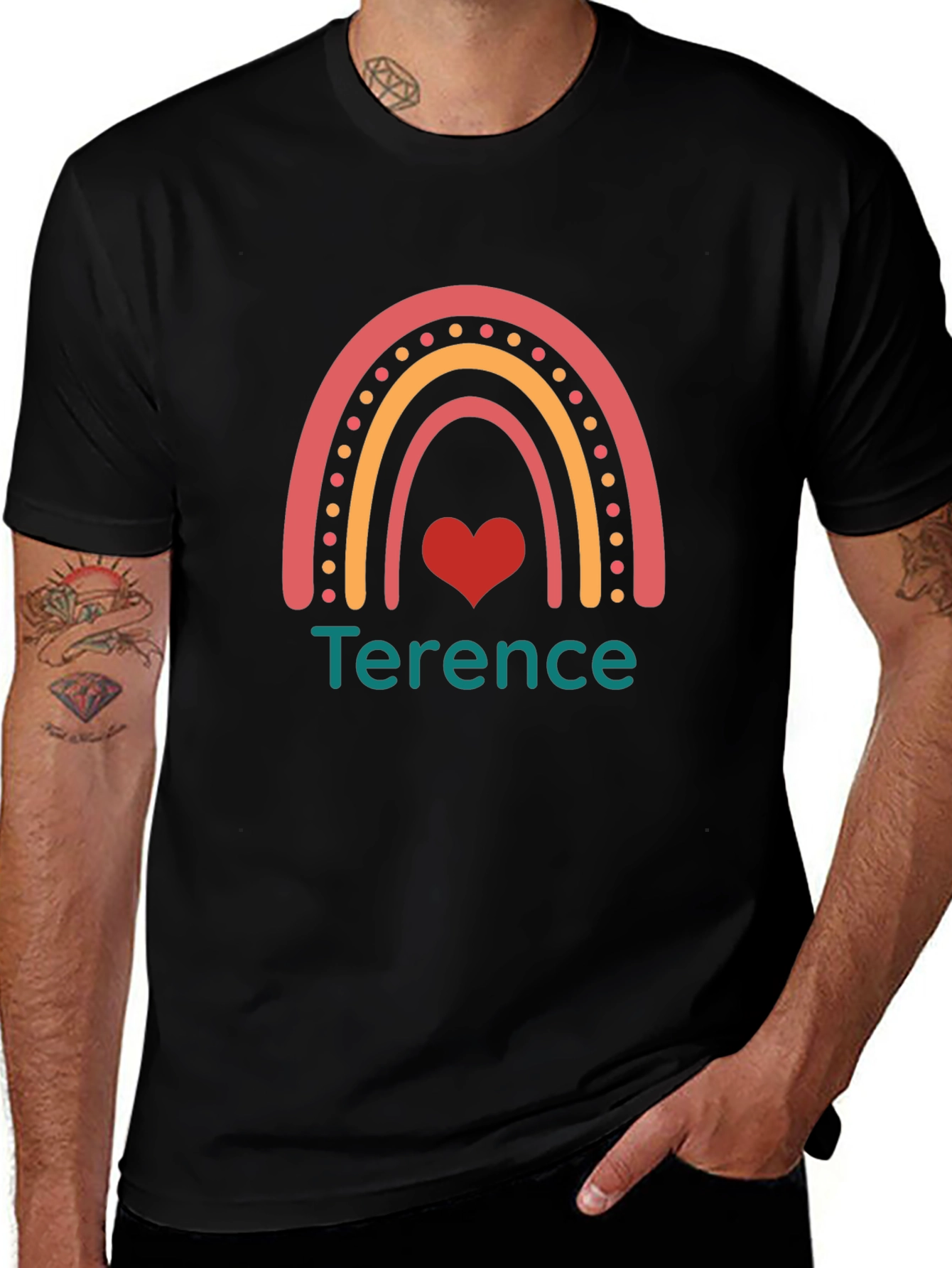 Rainbow Heart Custom Name T-Shirt